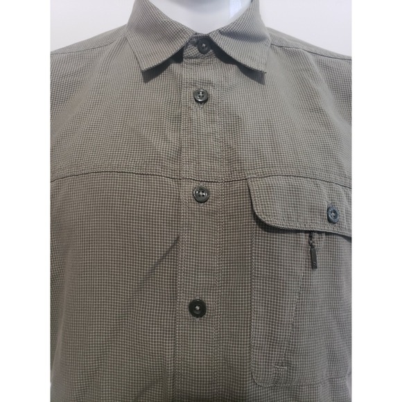 The North Face Tekware Technology Shirt Mens Medium Green Button Up Short Sleeve - Picture 3 of 11